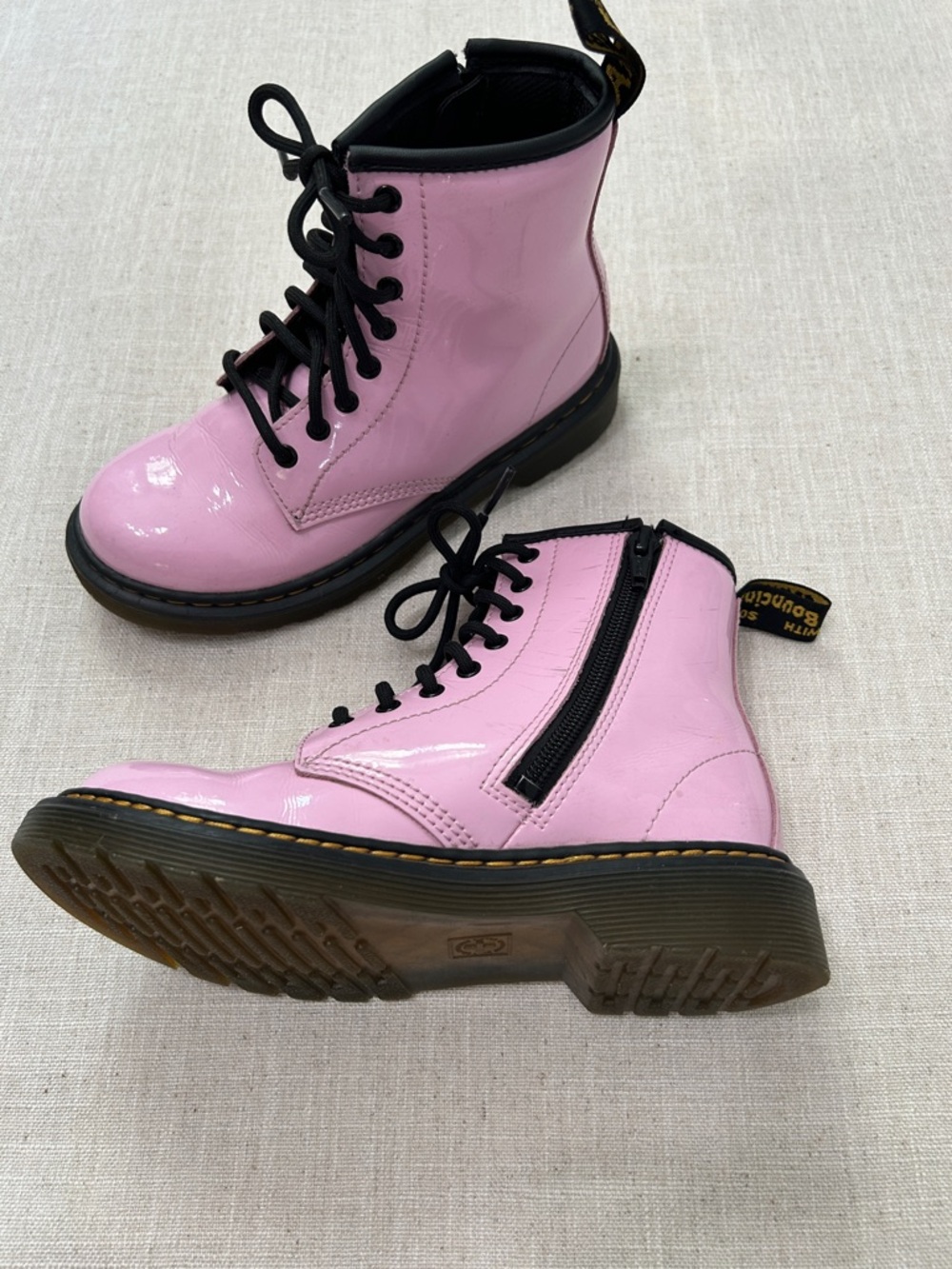 Doc Martens Boots Girls Size 1 Patent Leather Pink Moto Lace Up Girly - Picture 4 of 14